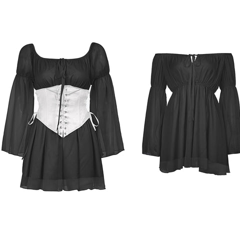 Women Chiffon Slash Neck Mini Dress