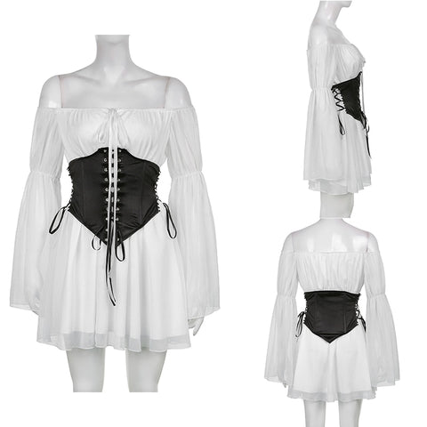 Women Chiffon Slash Neck Mini Dress