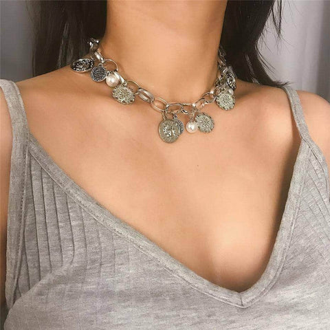 Carved Coin Choker