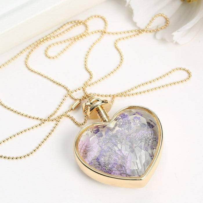 Crystal Flower Heart Shaped Necklace