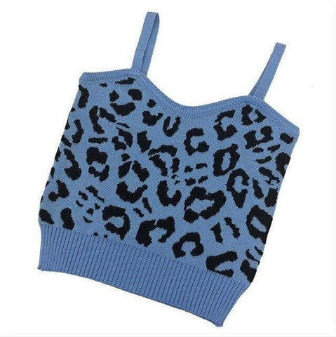 Knitted Stretchy Leopard Cropped Tank