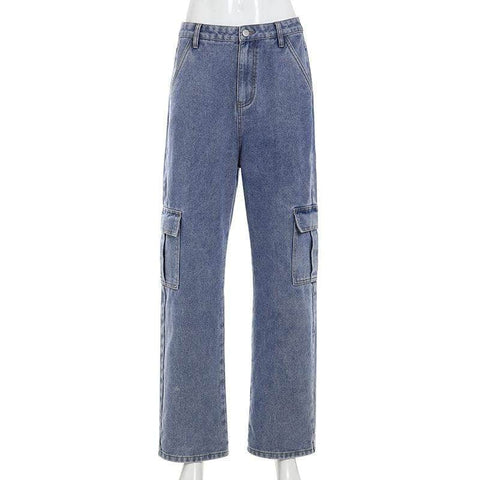 Pockets Patchwork High Waist Jeans