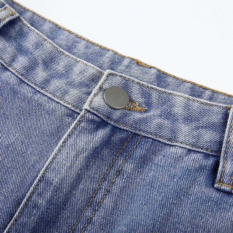 Pockets Patchwork High Waist Jeans