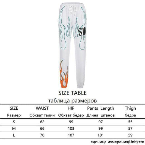 White Flaming Fire Pants