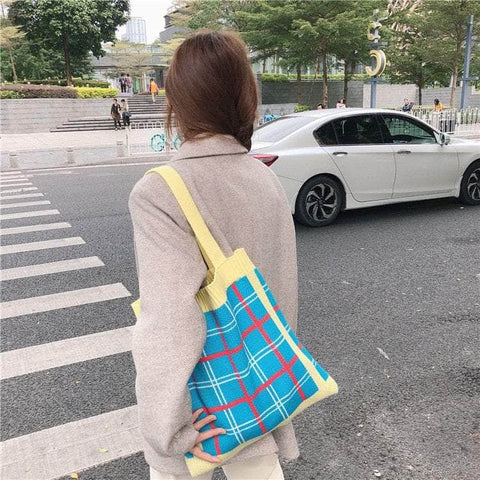 Retro Knitted Tote Bag