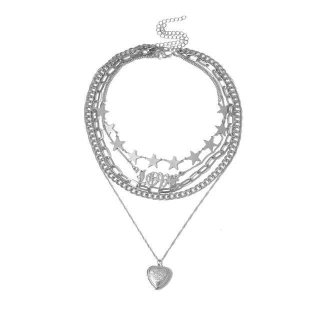 Multi Layer Heart Chocker Necklace
