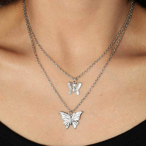 Double Layer Butterfly Necklace