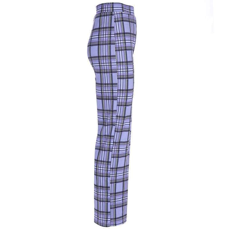 Purple Retro Plaid Pants