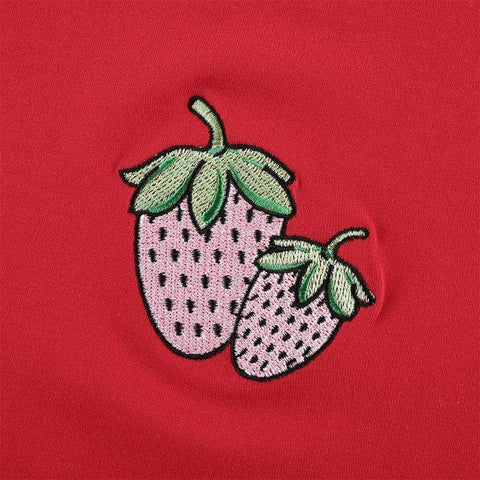 Strawberry Embroidery Crop Top