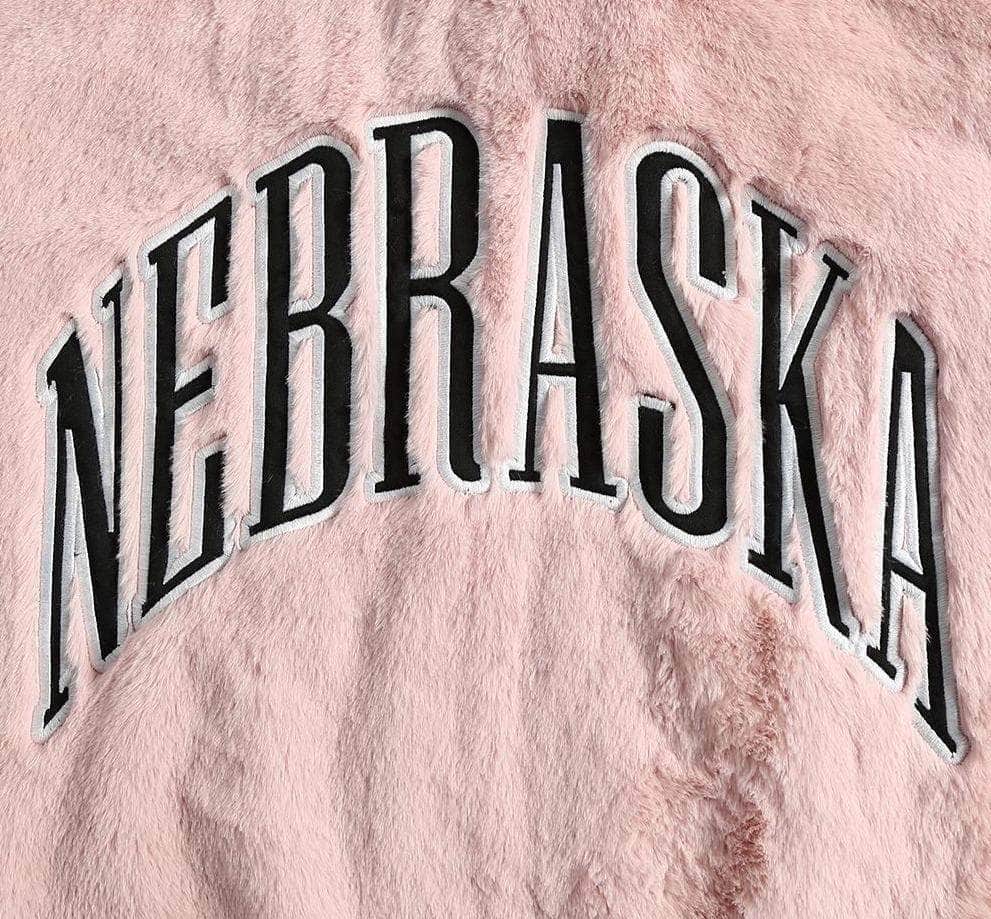 Nebraska Embroidery Fluffy Hoodie