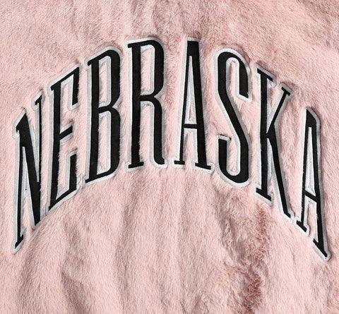 Nebraska Embroidery Fluffy Hoodie