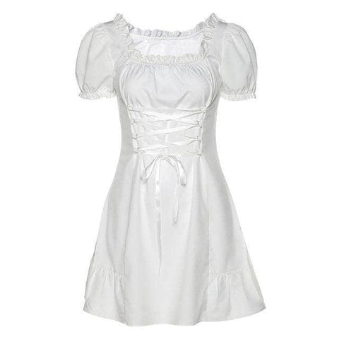 Bow Lace White Mini Dress