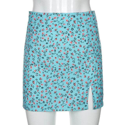 Floral  Mini Split Skirts