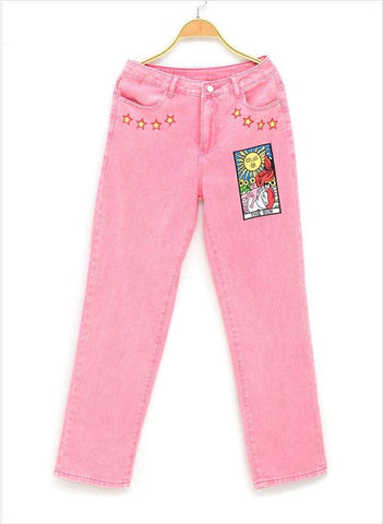 Pink Graphical Stars Jeans ( Limited Edition )