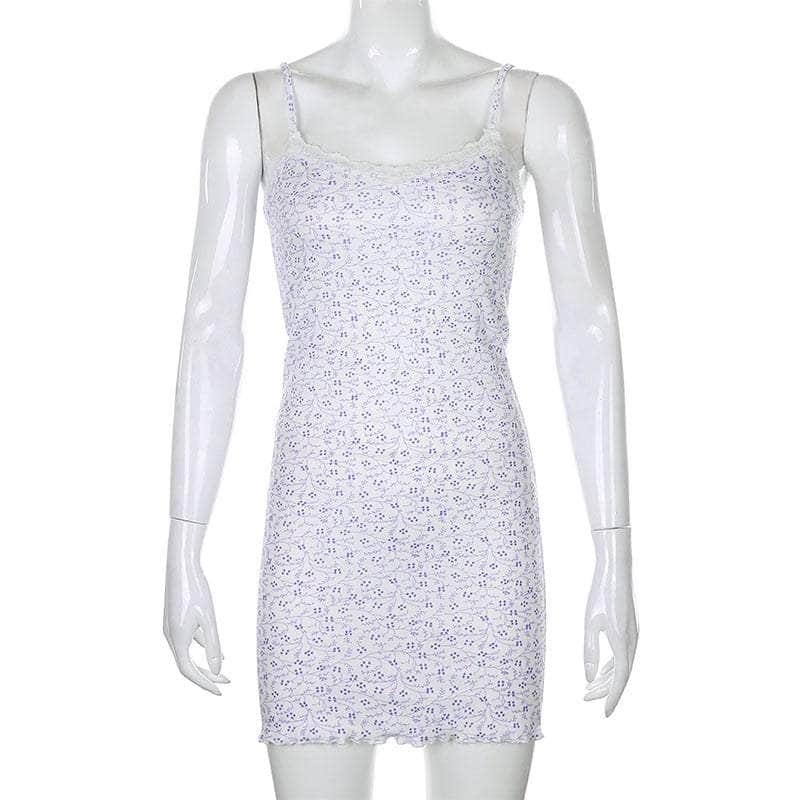 Lace Edge Floral Short Dress
