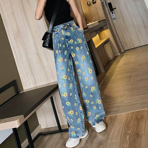 Wide Sunflowers Jeans