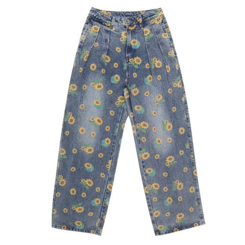 Wide Sunflowers Jeans