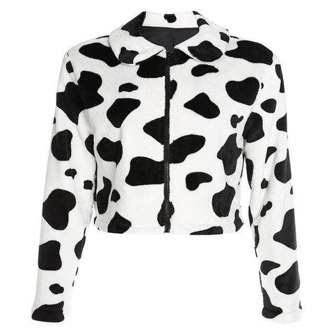 Cow Print Warm Cropped Coat Basic