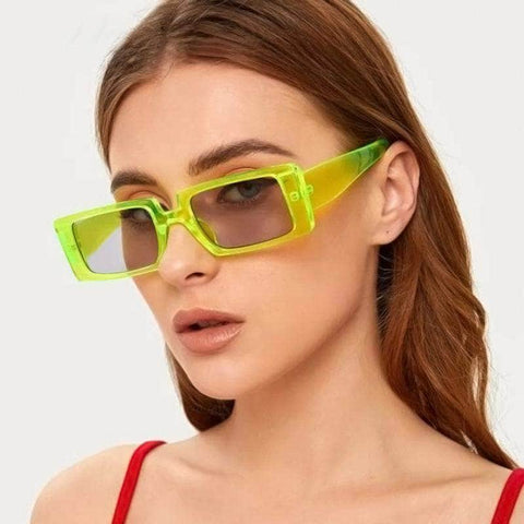 Transparent Frame Rectangle Retro Sun Glasses