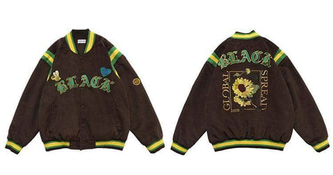SunFlower Embroidery Baggy Baseball Jacket