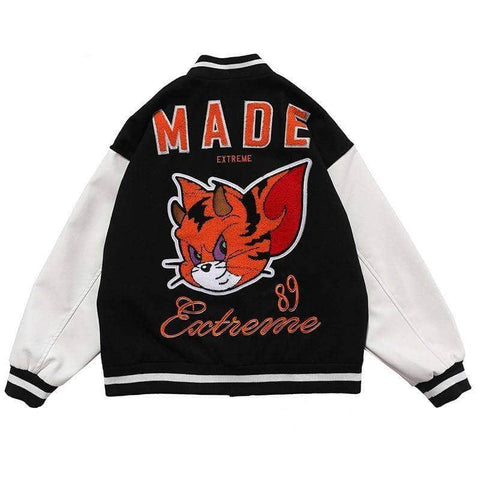 Fox Embroidered Double-Sided Baseball Jacket