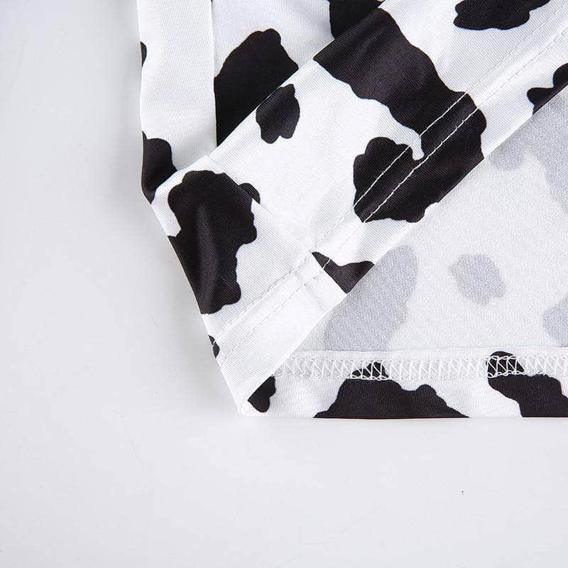 Cow Print Turtle Neck Crop Top