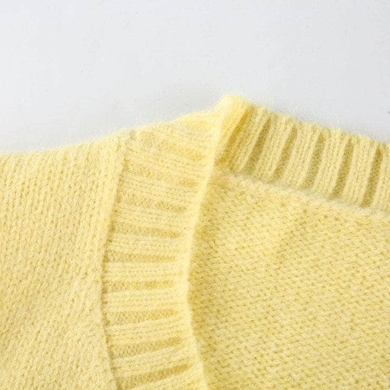 Yellow Knitted Cropped Cardigan