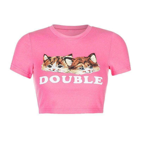 Double Cute Cats Crop Top
