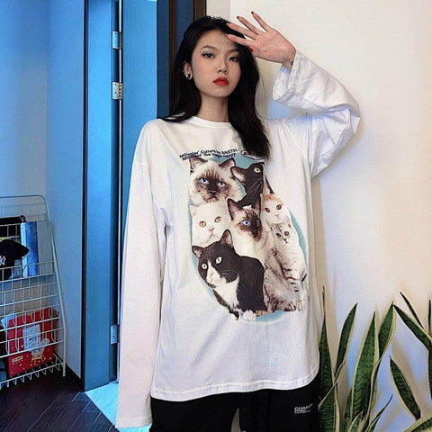 CATS Oversized Double-Sided Long Sleeve Tee