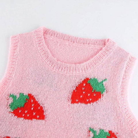 Strawberry Sleeveless Crop Vest