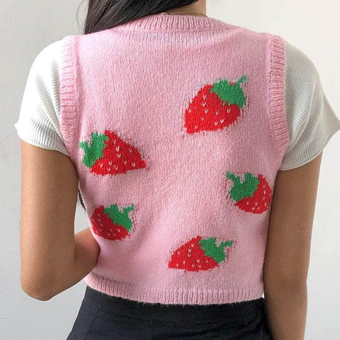 Strawberry Sleeveless Crop Vest