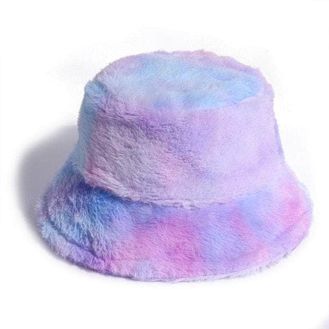 Faux Fur Tie Dye Bucket Hats