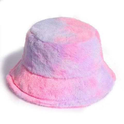 Faux Fur Tie Dye Bucket Hats