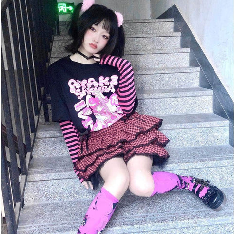 Fake Two Pieces Striped Long Sleeve Tee