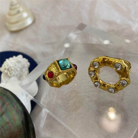 Vintage Baroque Premium Gold-Plated Crystal Rhinestone Rings