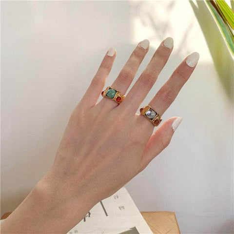 Vintage Baroque Premium Gold-Plated Crystal Rhinestone Rings