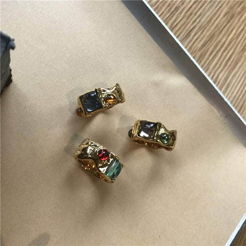 Vintage Baroque Premium Gold-Plated Crystal Rhinestone Rings