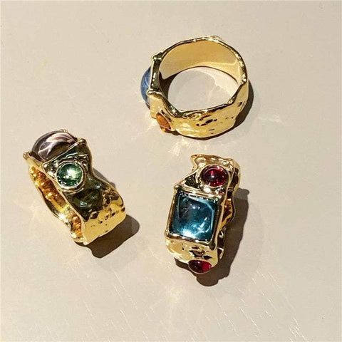 Vintage Baroque Premium Gold-Plated Crystal Rhinestone Rings