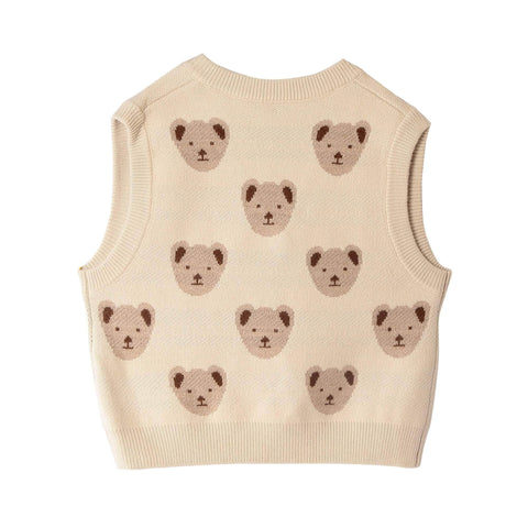 Knitted V-neck Bears Vest