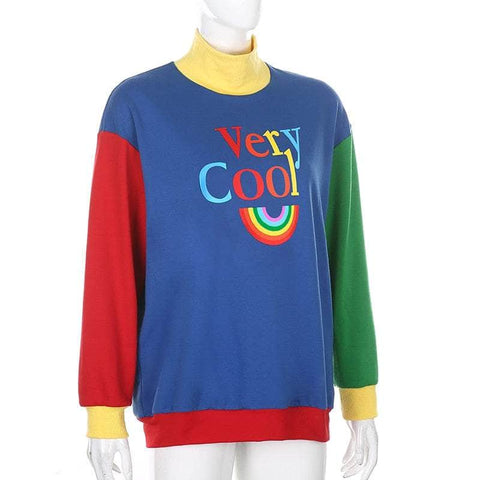 VC Colorful Patchwork Turtle Neck Sweatshirt