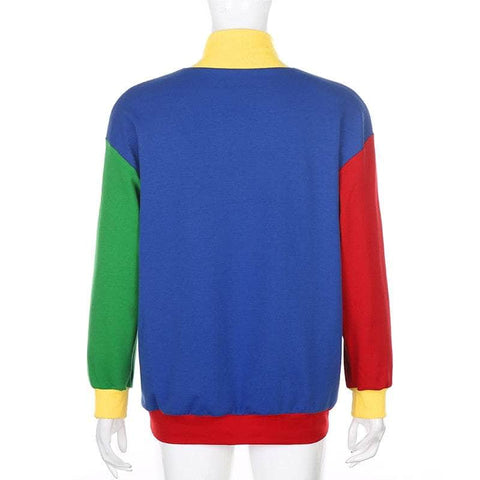 VC Colorful Patchwork Turtle Neck Sweatshirt