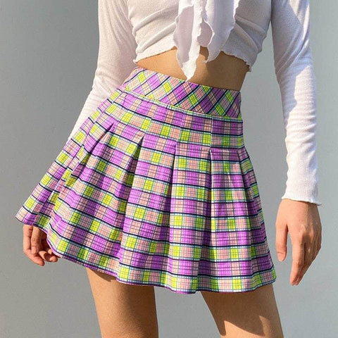 Plaid High Waist Skirts