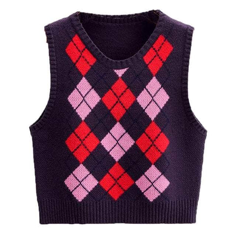 Argyle Preppy Tank Sweater