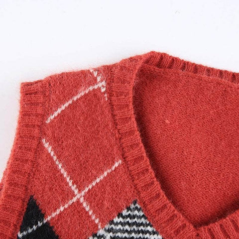 Argyle Knitted Crop Top