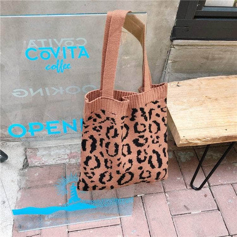 Leopard Knitted Tote Bag