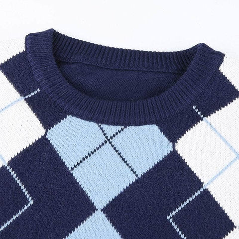 Argyle Plaid Knit Sweater