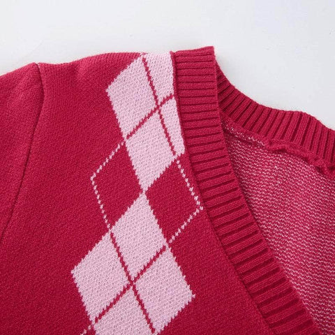 Argyle Plaid Knitted SCT Set