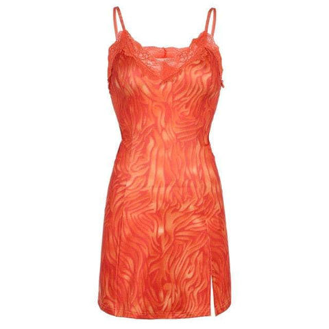 Lace Edge Hylographic Orange Mini Dress