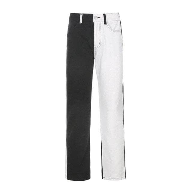 Black White Skinny Pencil Jeans