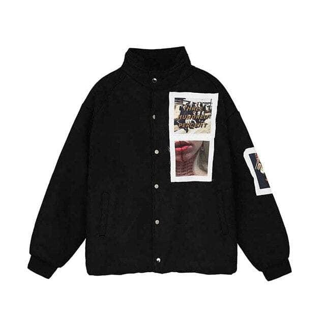 Thick Patched Bomber Jacket
